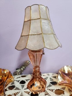 Pink Depression Glass Lamp w Shade